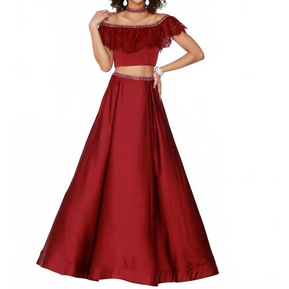 NEW 2CUTE off the shoulder prom dress in wine